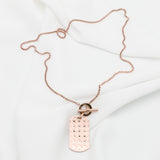 Michael Kors Rose Gold-tone Logo Dog Tag Pendant Necklace