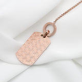 Michael Kors Rose Gold-tone Logo Dog Tag Pendant Necklace