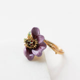 Les Néréides purple flower ring adjustable ring