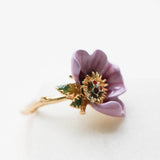 Les Néréides purple flower ring adjustable ring