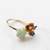 Les Néréides purple flower and stone ring size 7