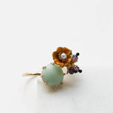 Les Néréides purple flower and stone ring size 7