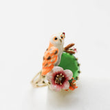 Les Néréides owl and stone ring size 6.5