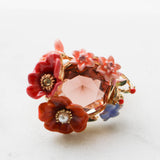 Les Néréides flower and stone rings size 6