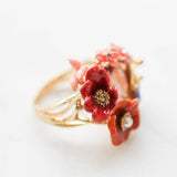 Les Néréides flower and stone rings size 6