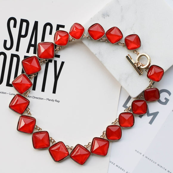Bright Red Squares necklace