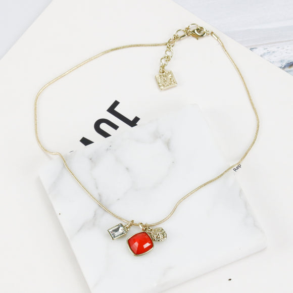 AK red gemstone pendant necklace