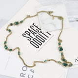 AK gold tone green gemstone necklace