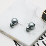 AK modern silver tone pearl earrings