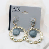 AK gorgeous gold tone stone and crystal earrings