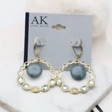 AK gorgeous gold tone stone and crystal earrings
