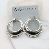 AK silver tone moon earrings