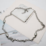 AK silver tone long necklace