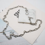 AK silver tone classic simple long necklace