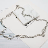 AK simple silver tone long necklace