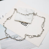 AK simple silver tone long necklace