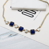 AK classic blue stones and crystals necklace