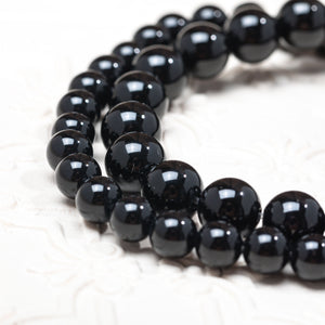 Black Agate Protective stone Natural Gemstone Round Beads Handmade Jewelry Healing Crystal 8mm