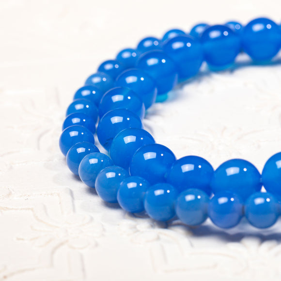 Blue Agate Calming stone Natural Gemstone Round Beads Handmade Jewelry Healing Crystal 8mm