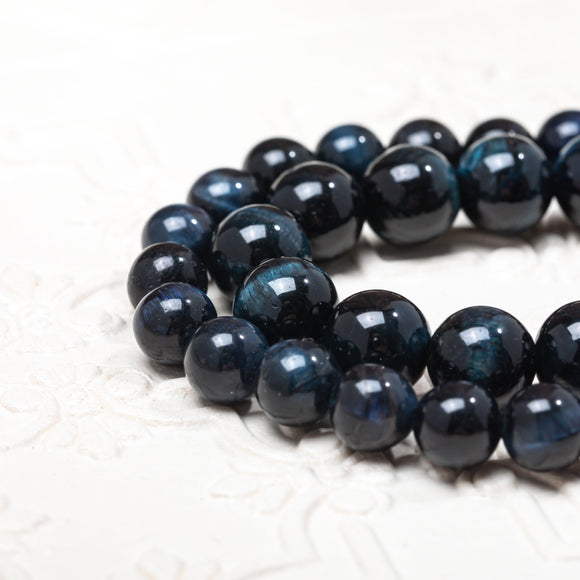 Navy Blue Tiger's Eye Soothing stone Natural Gemstone Round Beads Handmade 6mm