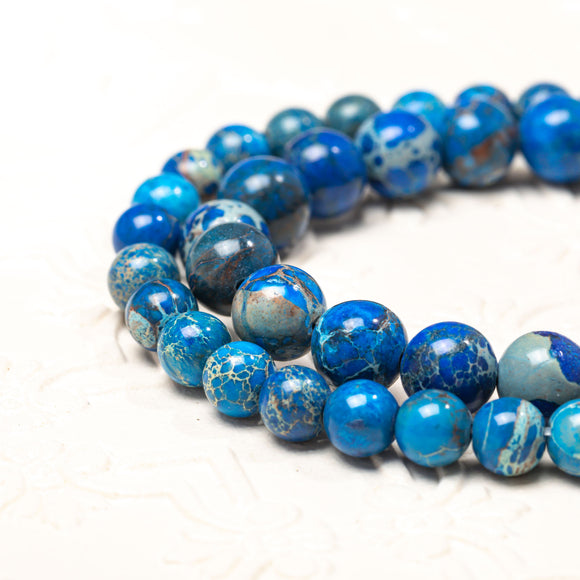 Dark Blue Imperial Jasper Soothing stone Natural Gemstone Round Beads Handmade Jewelry 8mm