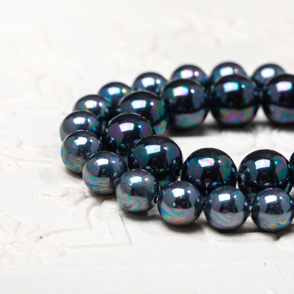 Tahitian Black Pearl Soothing stone Natural Gemstone Round Beads Handmade Jewelry 6mm