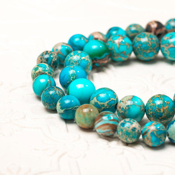 Lake Blue Imperial Jasper Calming stone Natural Gemstone Round Beads Handmade Jewelry 6mm