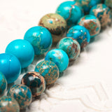 Lake Blue Imperial Jasper Calming stone Natural Gemstone Round Beads Handmade Jewelry 8mm