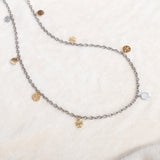 Silver Logo Charm Rosary Necklace