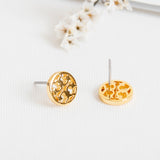 Logo Circle Stud Earrings