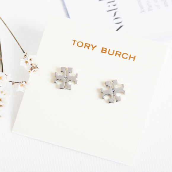 Silver Logo Stud Earrings