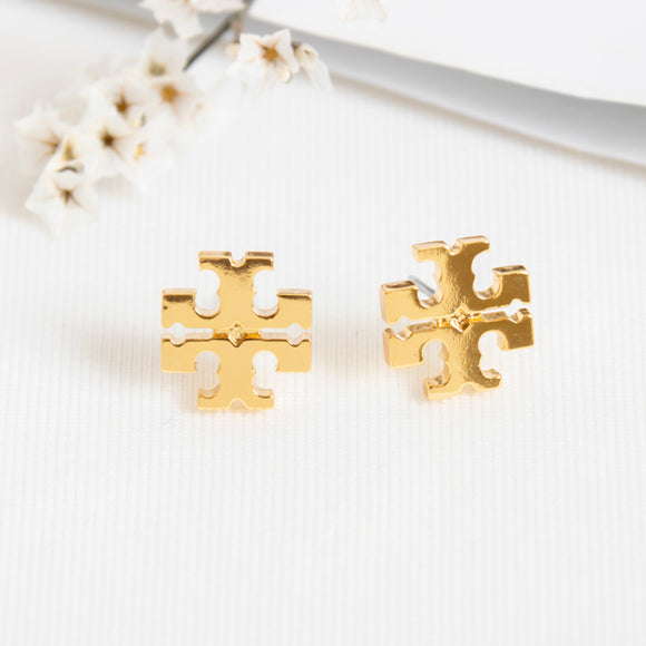 Gold Logo Stud Earrings