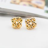 Gold Rope Knot Studs Earrings