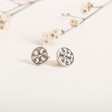 Silver Logo Circle Stud Earrings