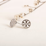 Silver Logo Circle Stud Earrings