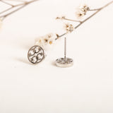 Silver Logo Circle Stud Earrings
