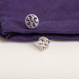 Silver Logo Circle Stud Earrings