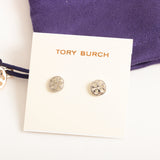 Silver Logo Circle Stud Earrings