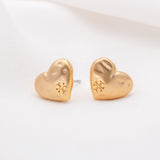 Gold Heart Hammered Earrings