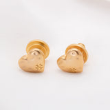 Gold Heart Hammered Earrings