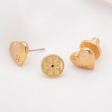 Gold Heart Hammered Earrings