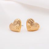 Gold Heart Hammered Earrings