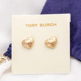 Gold Heart Hammered Earrings