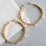 T Pierced Logo Pearl Gold Hoop Earrings