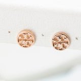 Rose Gold Logo Circle Stud Earrings