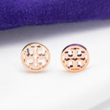 Rose Gold Logo Circle Stud Earrings