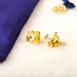 Pearl Ivory Gold Stud Flower Logo Earrings