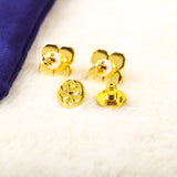 Pearl Ivory Gold Stud Flower Logo Earrings