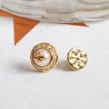 Ivory Crystal Gold Stud Natalie Earrings