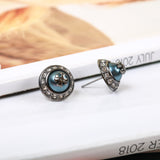 Natalie Pearl Gun Metal Gray Crystal Earring